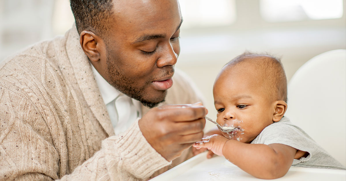 Baby eating 8 store months